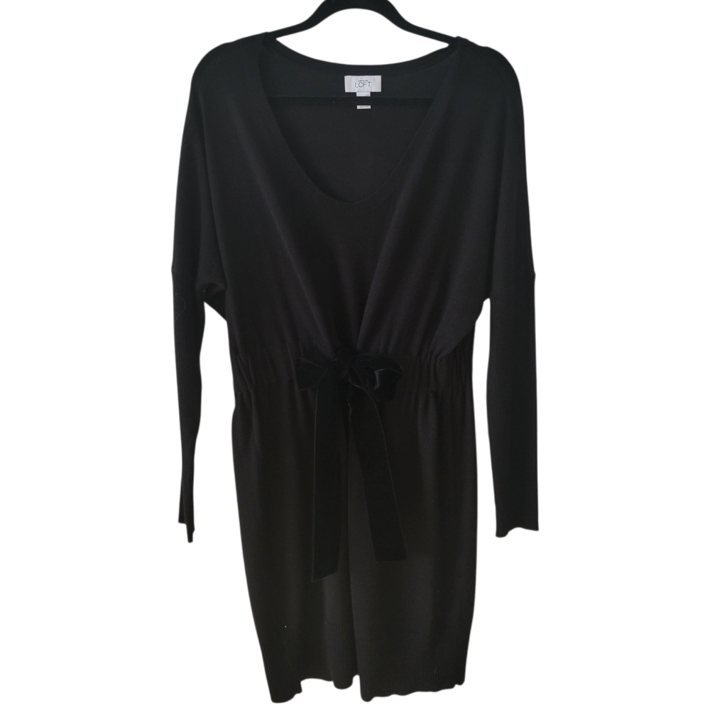 LOFT Black Merino Wool‎ Blend Sweater Dress Size XL